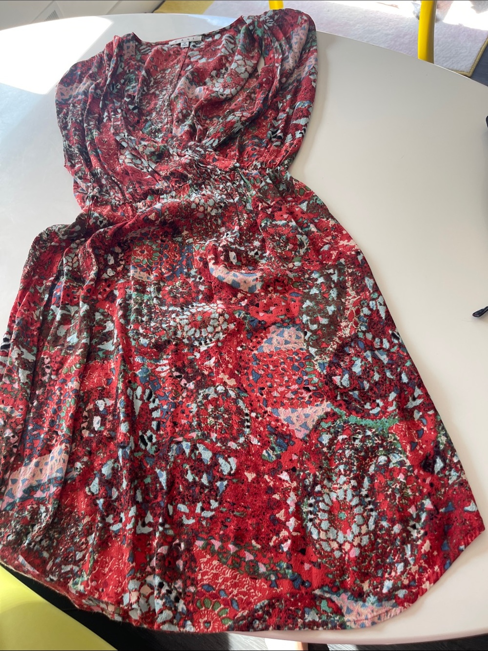 Cabi Red Printed Deep V Dress